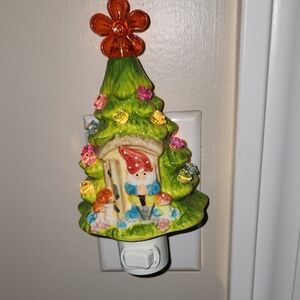 New Plug In Night Light Ceramic Garden Knome With Multi Color Led Lights